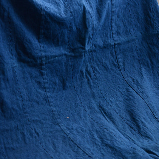 Taisho to Early Showa Japanese Indigo Cotton with Sashiko Stitch – Vintage Textile for Crafts, Home Décor, and Art