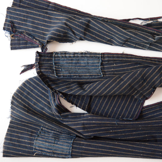 Boro Fabric from 1930s Japan: Indigo Striped Cotton with Hand Repairs