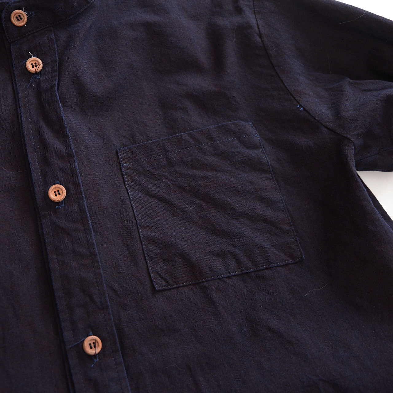 Handmade Japanese shirt with minimalist band collar