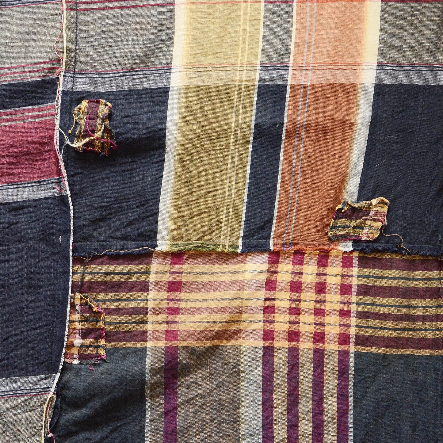 boro japanese fabric vintage checkered pattern futon cover textile cloth