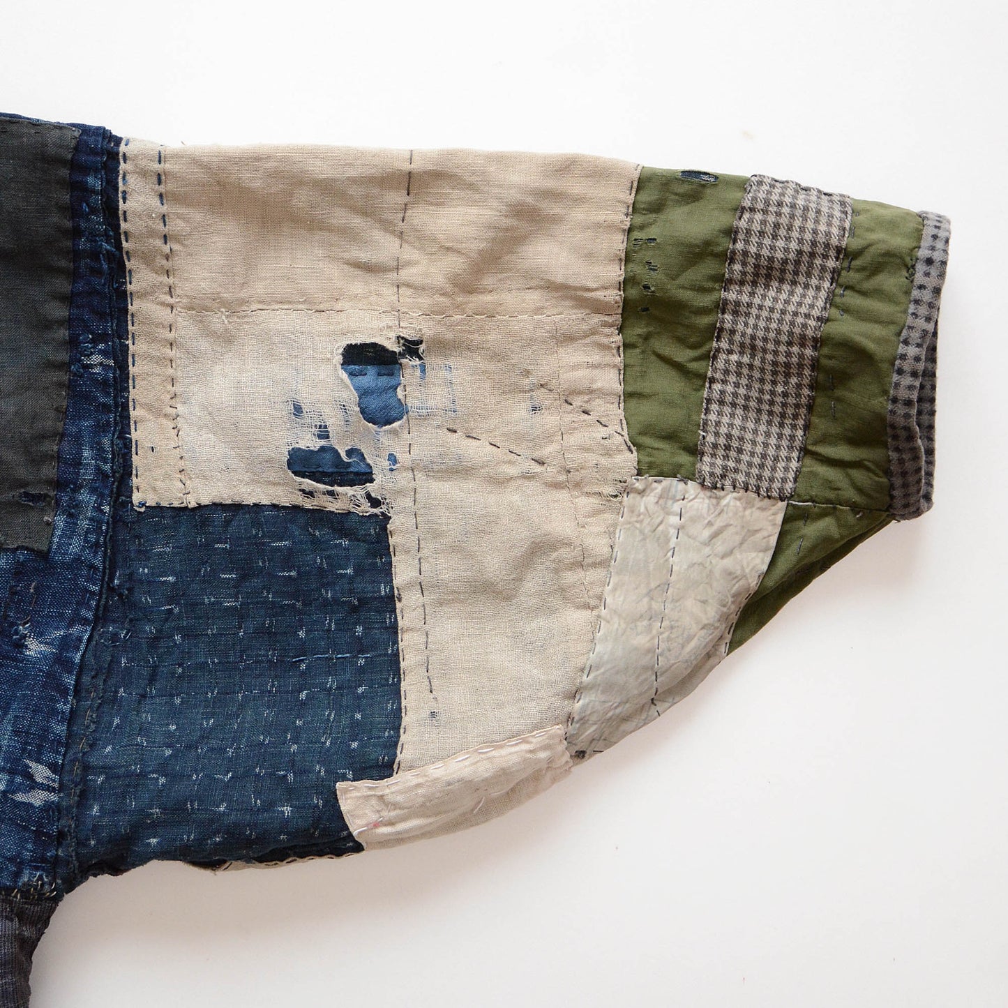 Boro Noragi Jacket Indigo Japanese Fabric Vintage Kimono Cotton Crazy Pattern Kasuri Shibori Dye