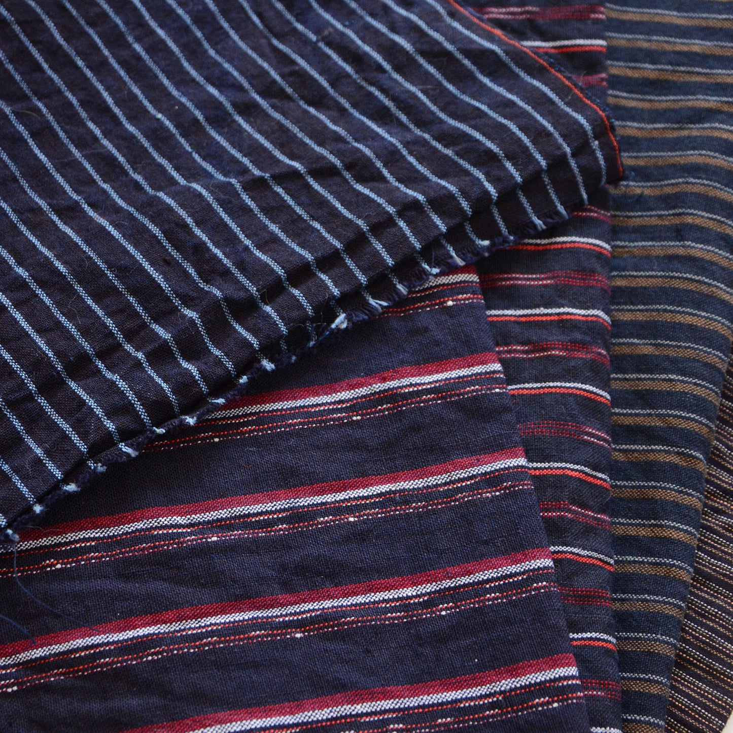 Japanese Fabric Scraps Set Cotton Stripe Pattern Vintage B7