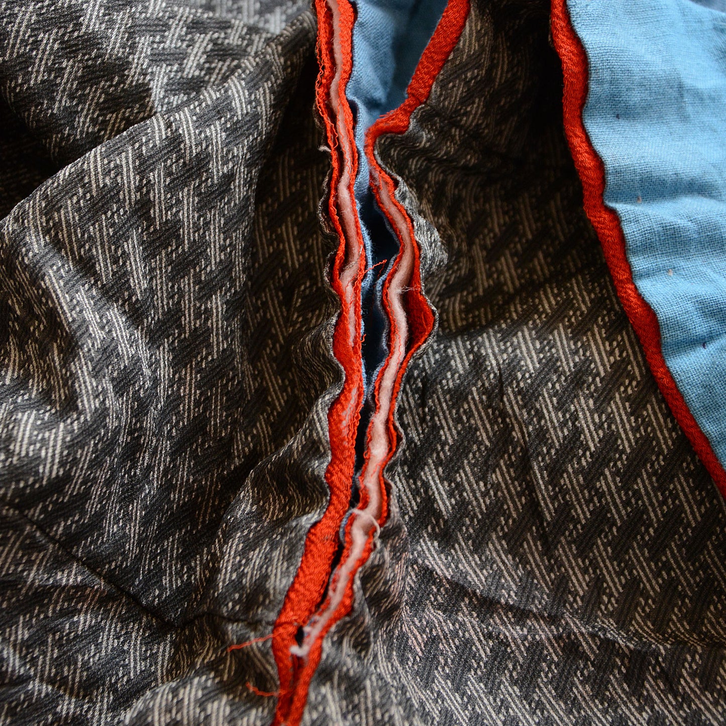 Traditional Japanese juban robe with crazy pattern fabric