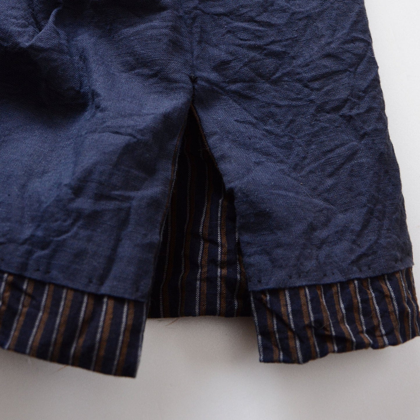 Noragi Jacket Indigo Collar Kimono Japanese Fabric Cotton Vintage Faded Stripe Pattern