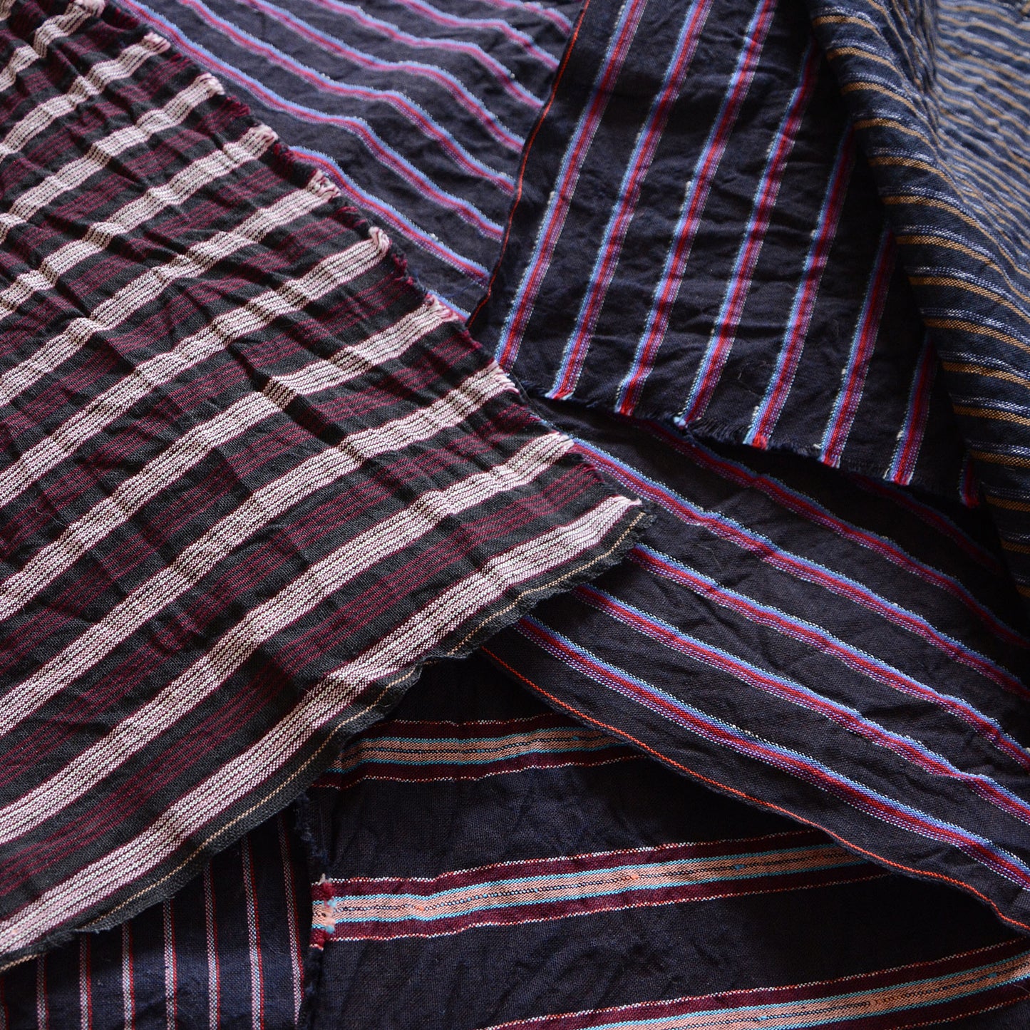 Vintage Japanese Fabric Scraps Set Cotton Stripe Pattern Vintage B9