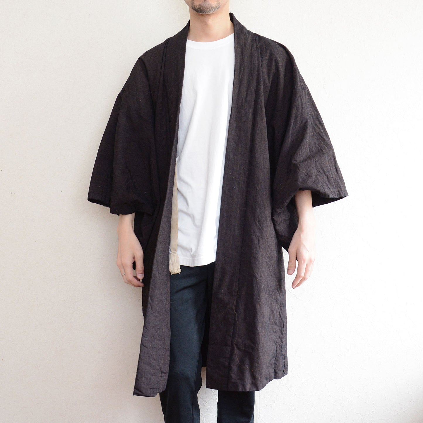 Haori Kimono Japanese For Men Jacket Cotton Fabric Indigo Dyed Stripe