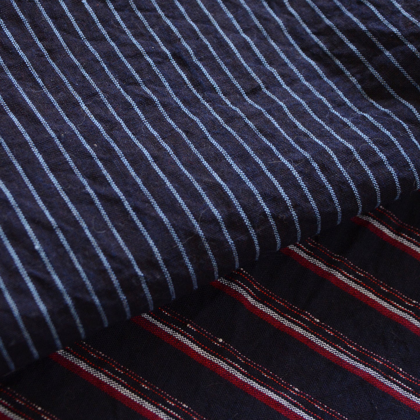 Japanese Fabric Scraps Set Cotton Stripe Kasuri Pattern Vintage B6