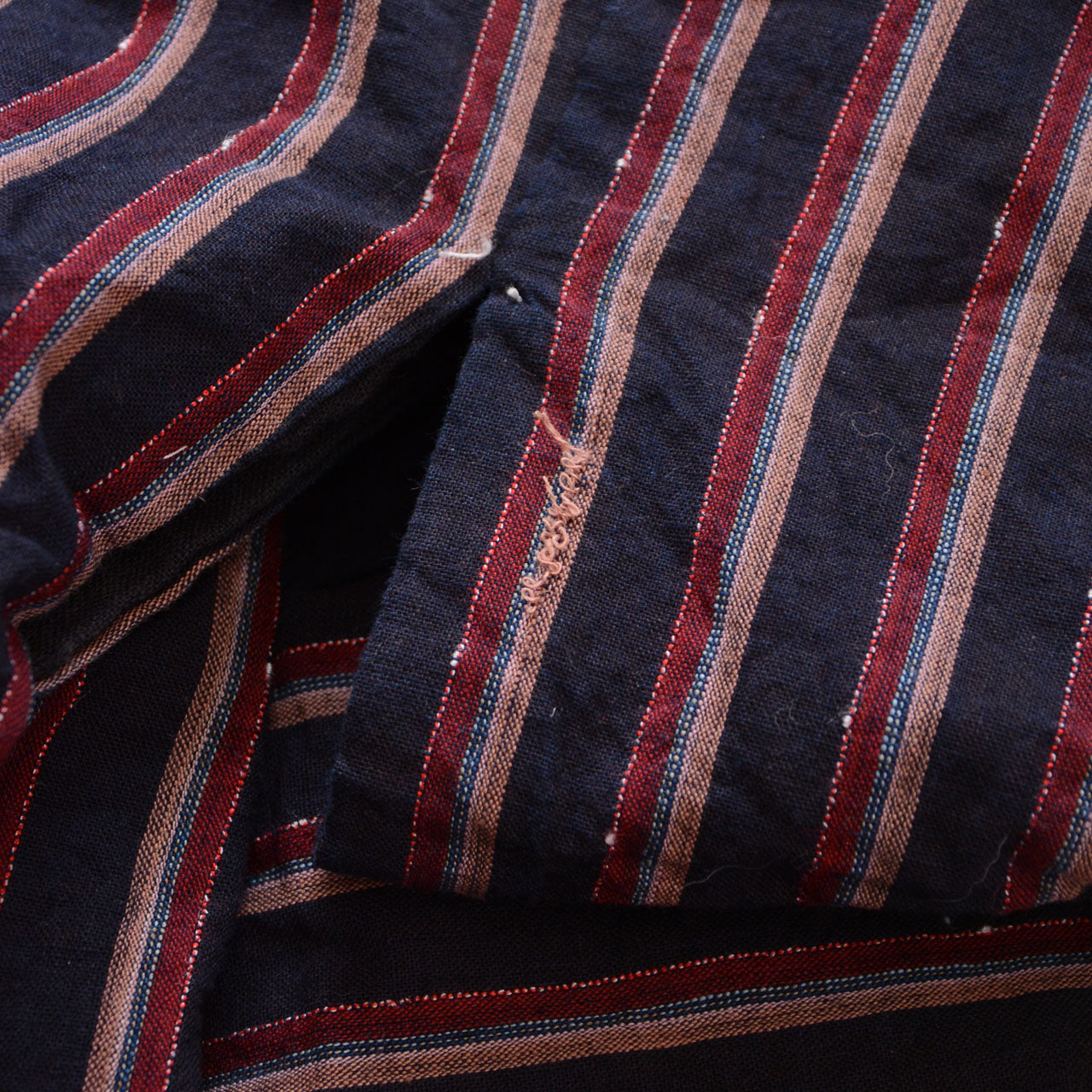 Japanese cotton Noragi with indigo collar and visible mending