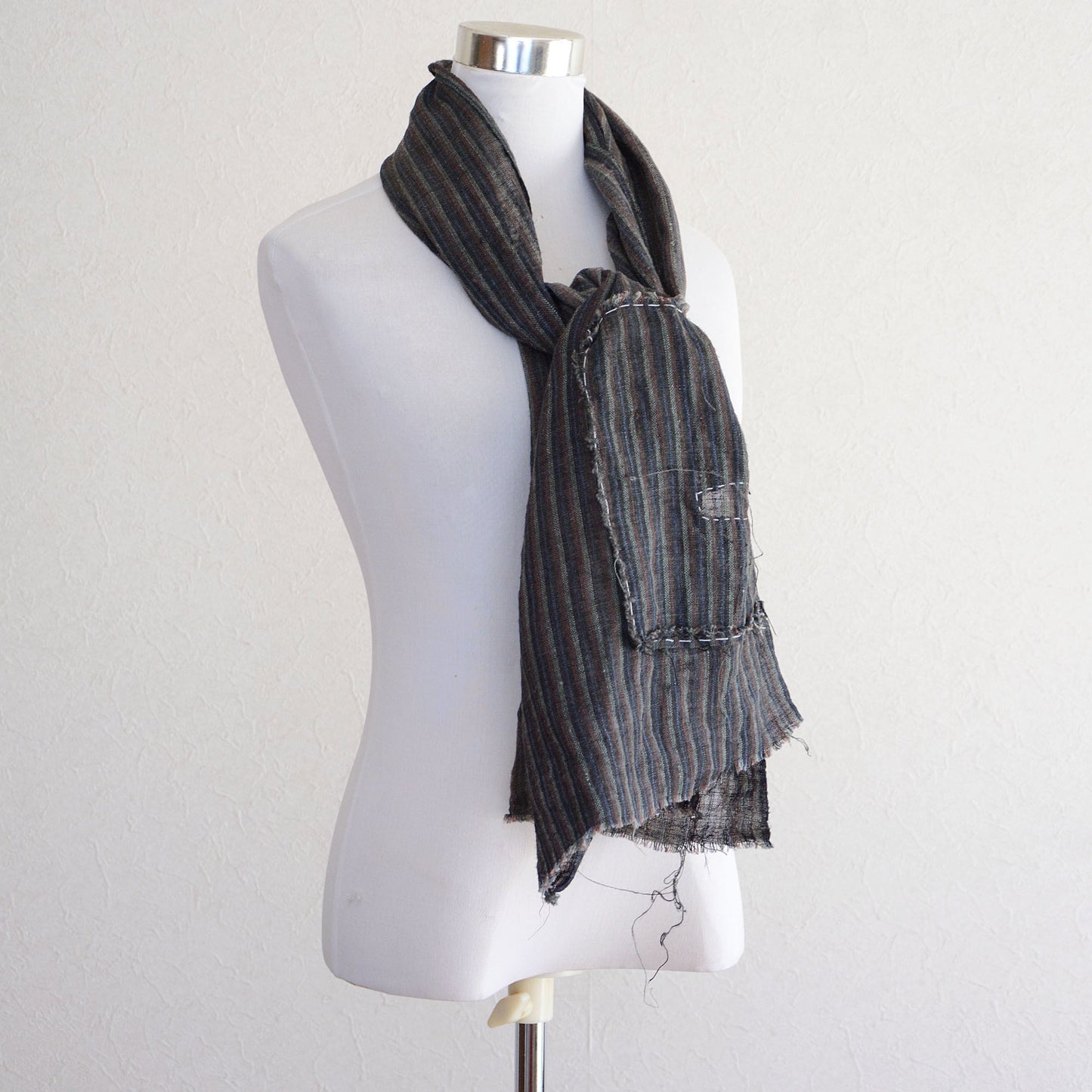 Boro Fabric Japan Vintage Scraps Aizu Momen Cotton Stripe Pattern Textile