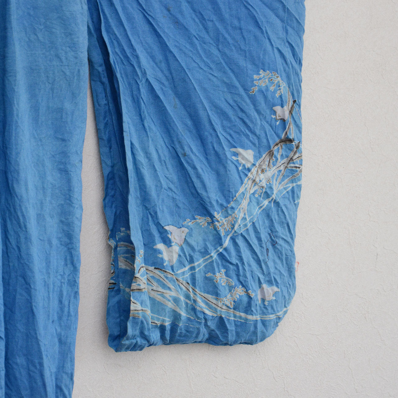 Antique Japanese Cotton Kimono for Children | Meiji-Taisho Era | 3 Family Crests with Bird & Botanical Sleeve Motifs