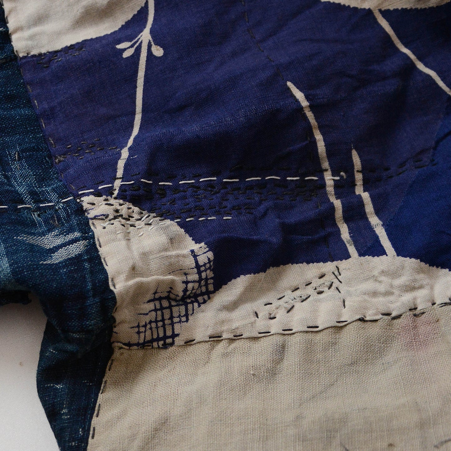 Boro Noragi Jacket Indigo Japanese Fabric Vintage Kimono Cotton Crazy Pattern Kasuri Shibori Dye
