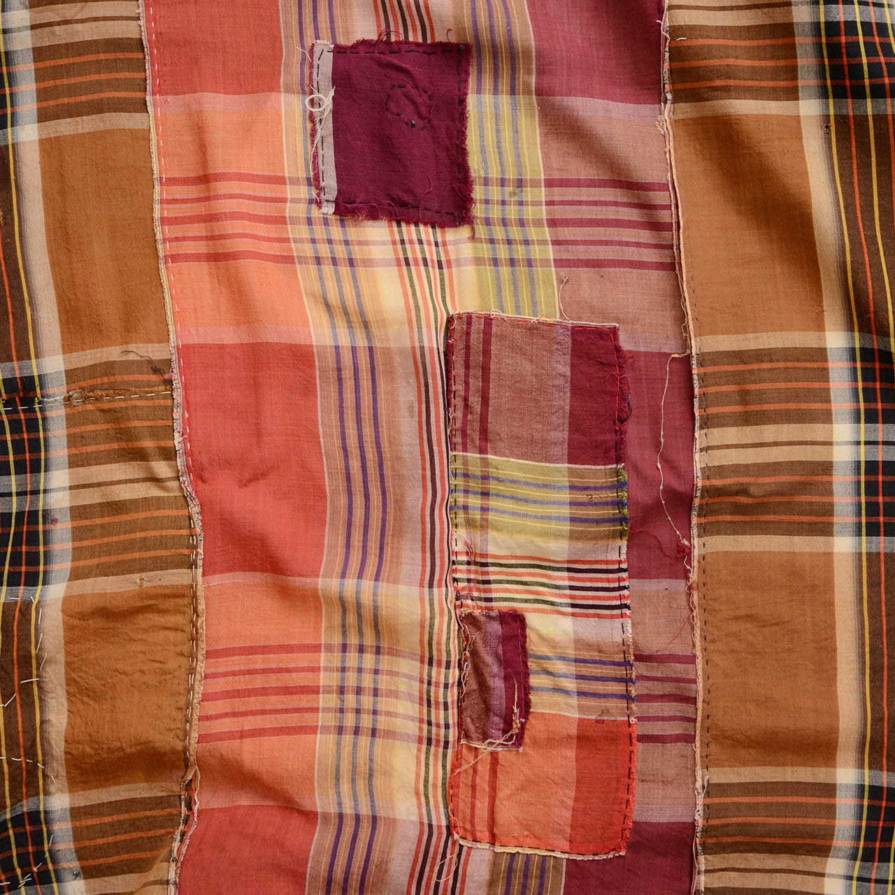 Traditional Japanese patched textile with rustic and worn charm