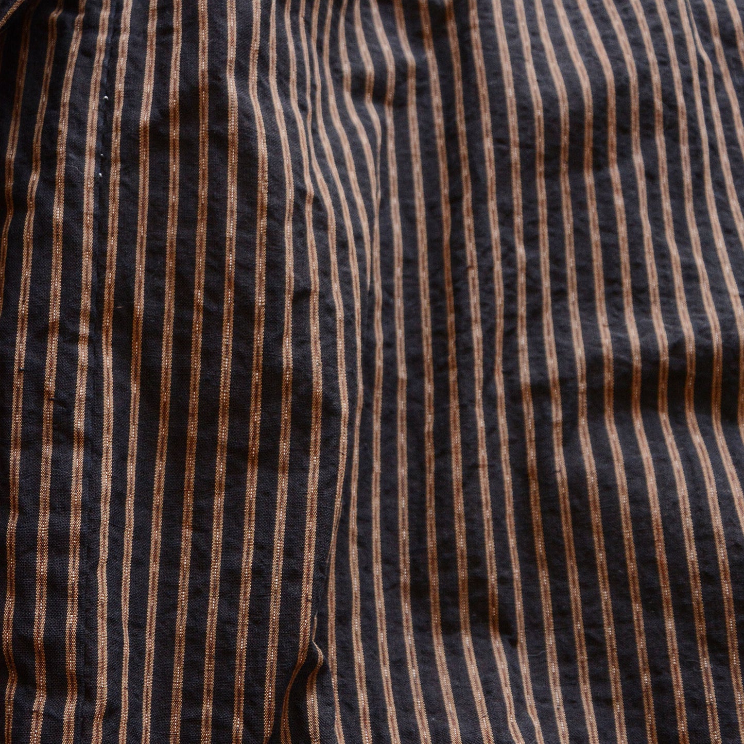 Japanese vintage cotton hanten robe with traditional stripe pattern and padded lining