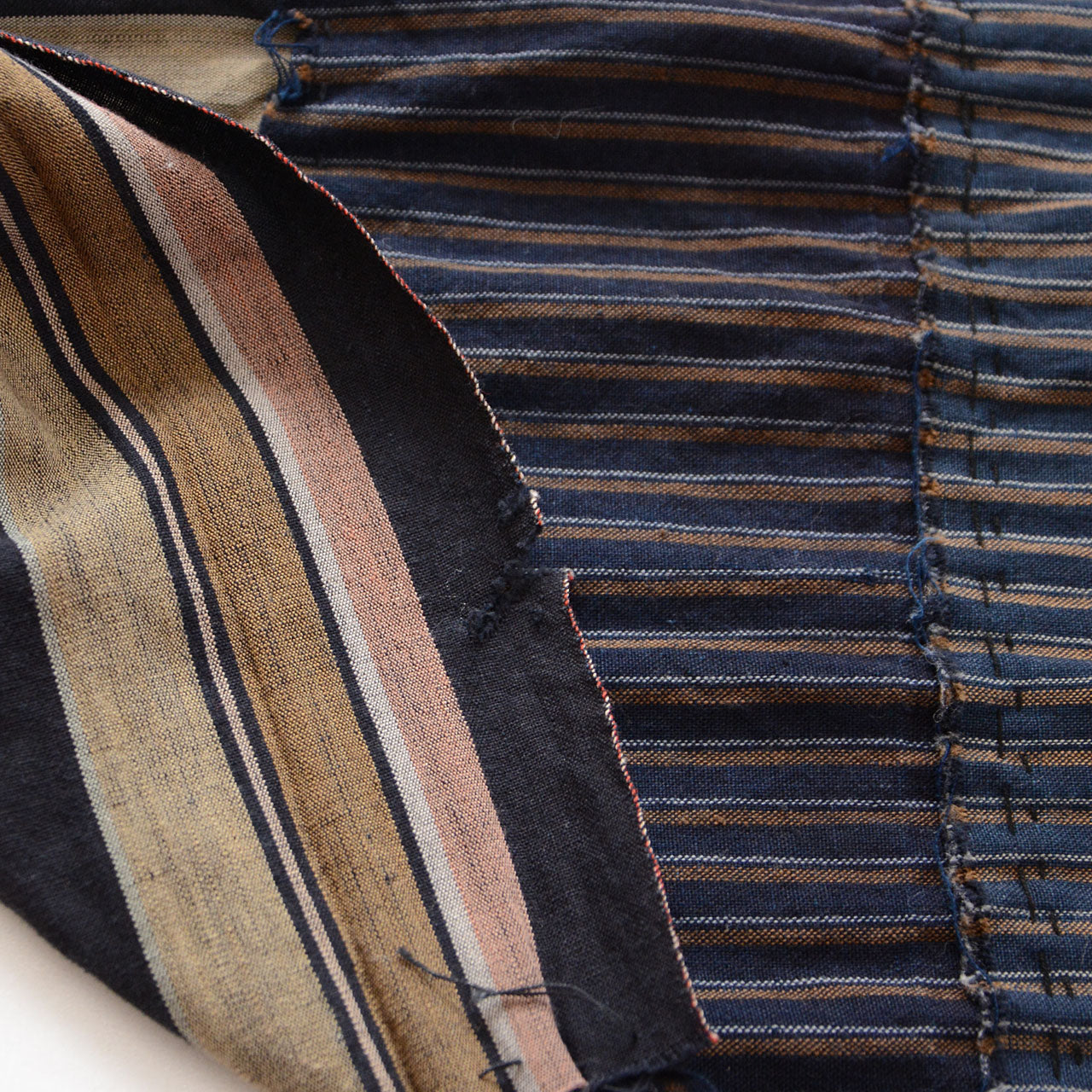 Rustic boro stole with visible hand-stitching and texture