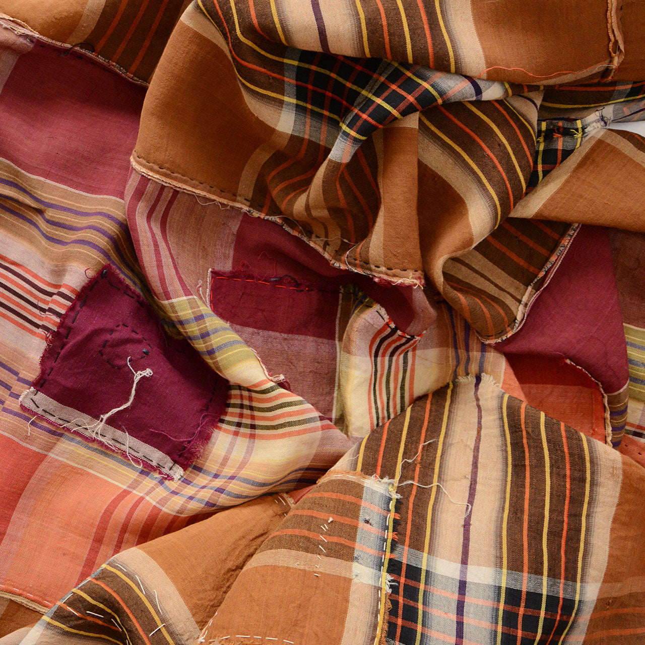 Unique one-of-a-kind Japanese boro patchwork textile from mid-20th century