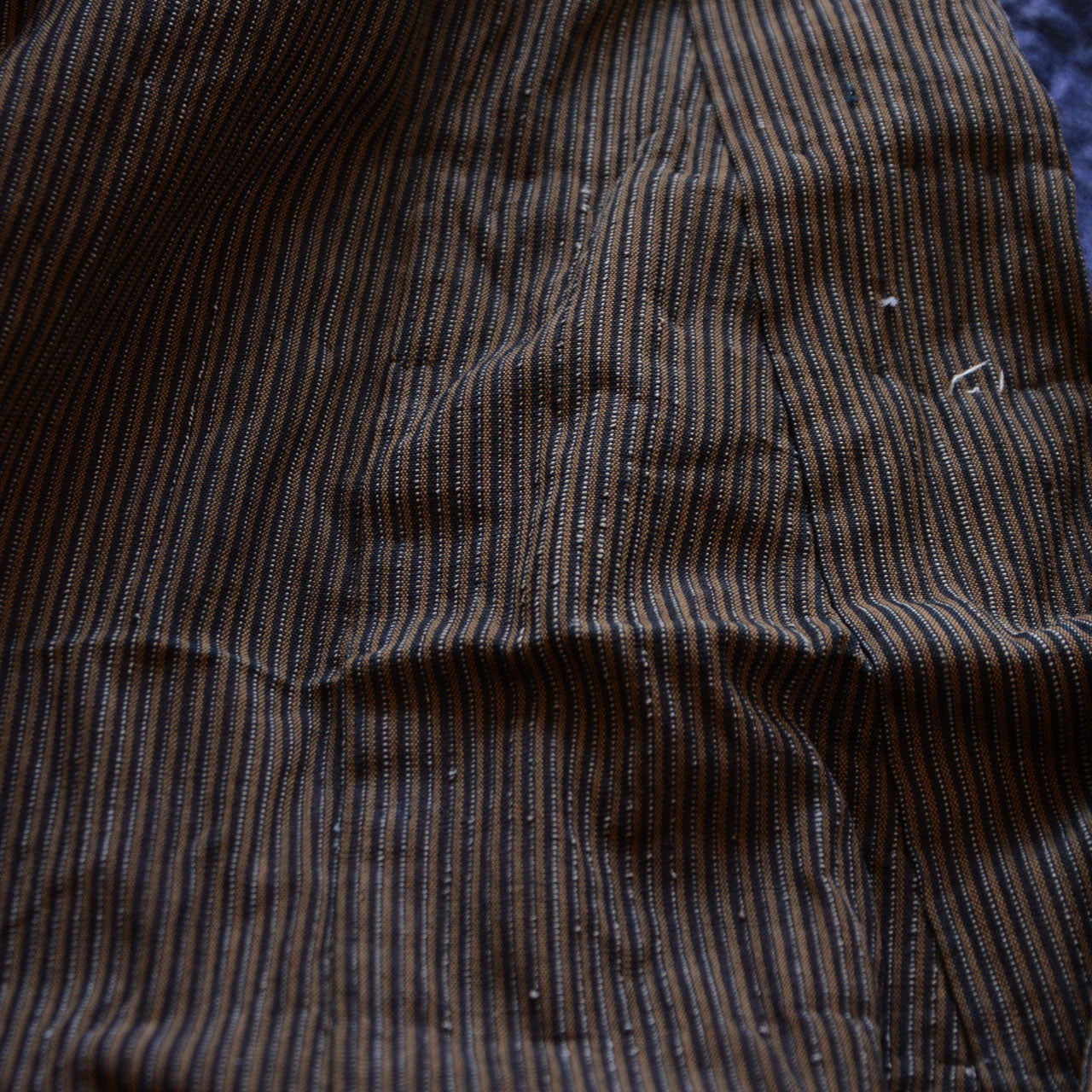 Japanese Kimono with Indigo Stripes and Vintage Texture