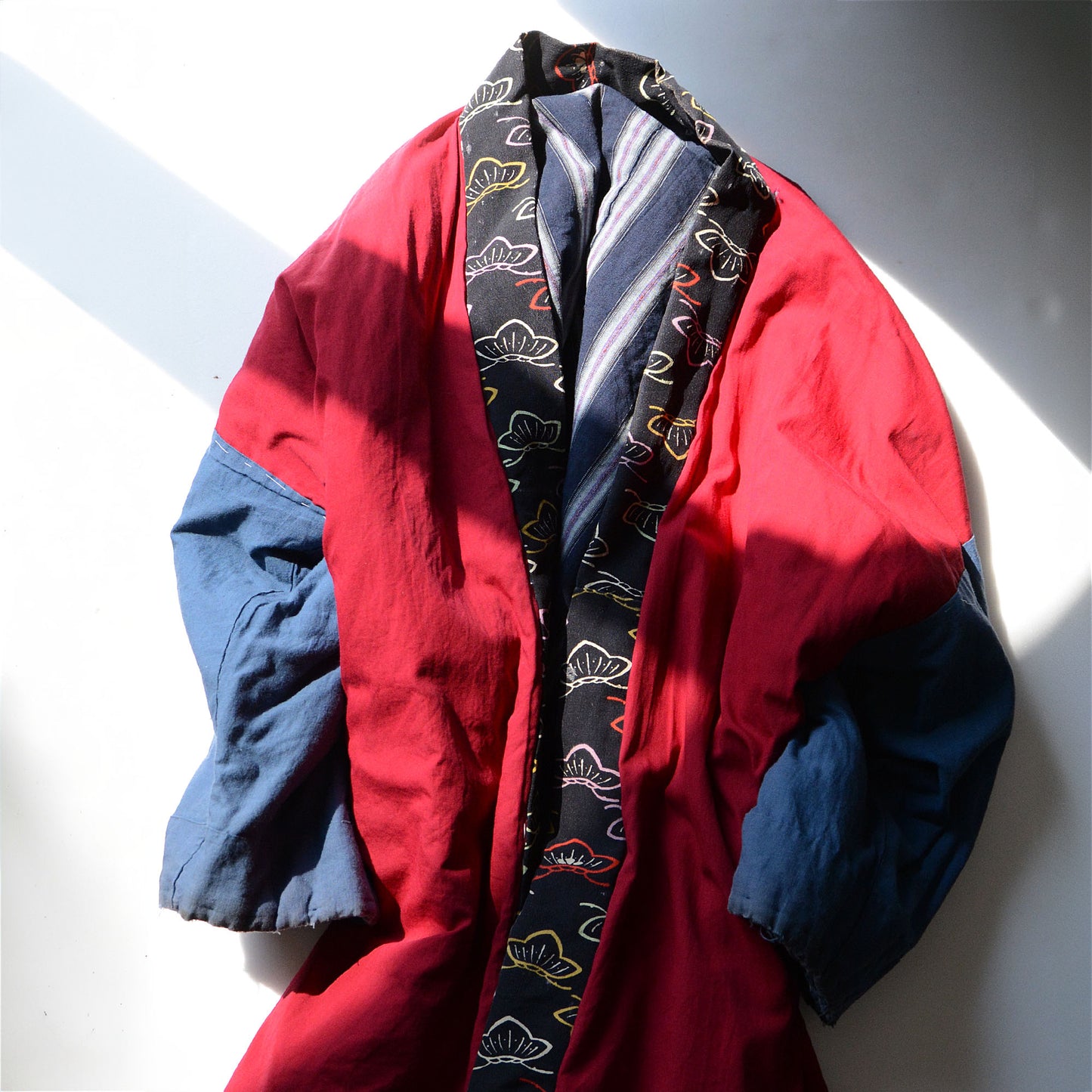 Hanten Jacket Kimono Padded Noragi Style Crazy Pattern Japanese Fabric Vintage