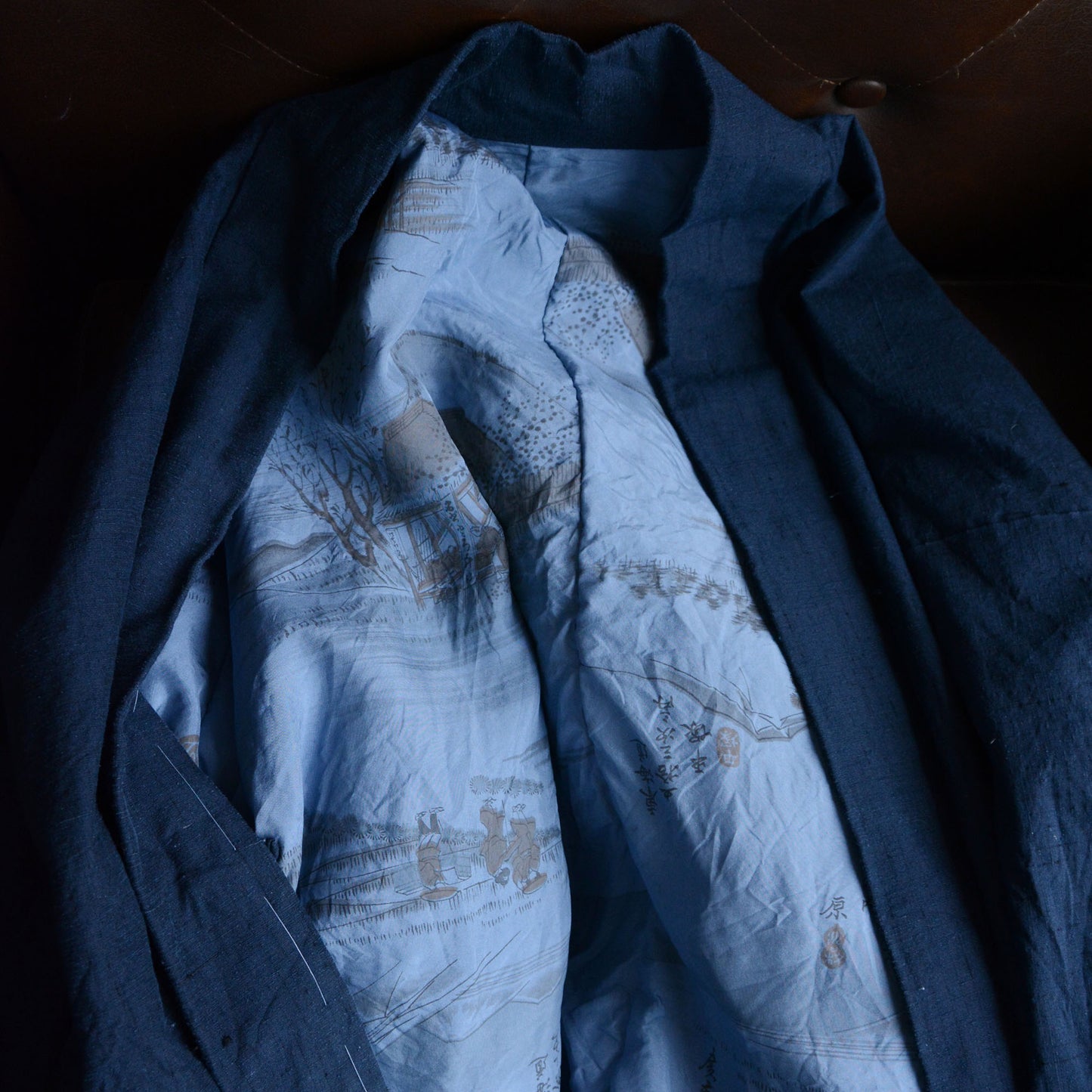 Haori Jacket Men Kimono Japan Vintage 53 stations of the Tokaido