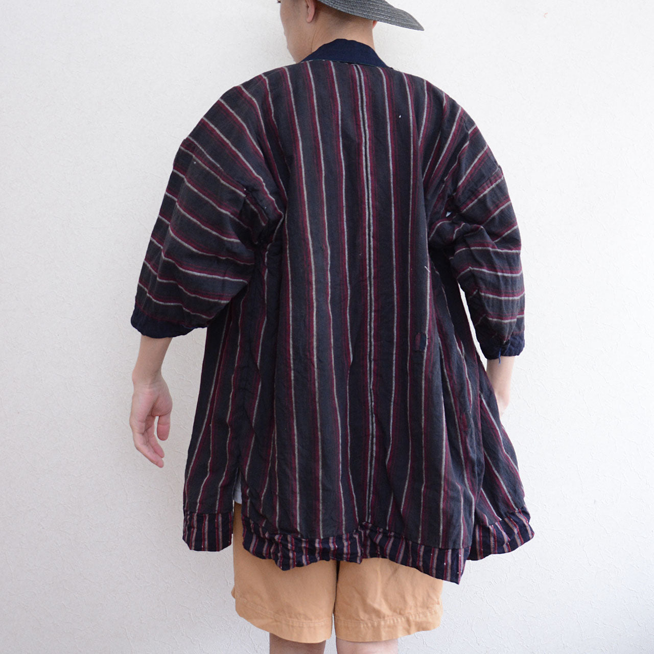 Traditional Japanese Noragi jacket with hand-stitched repairs