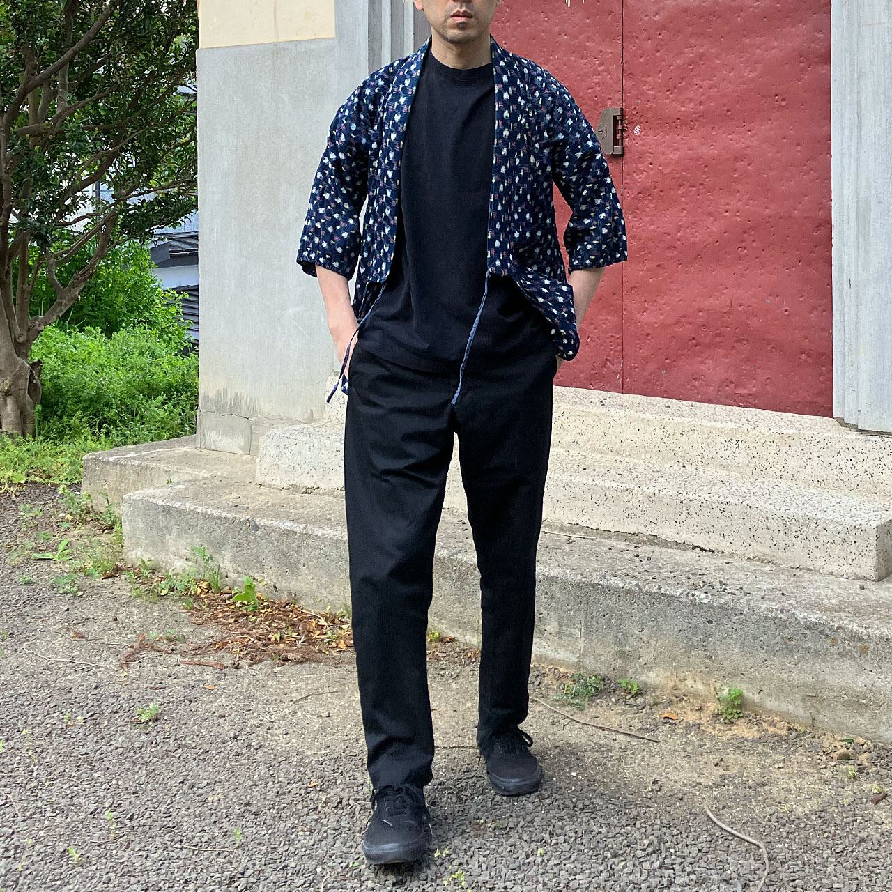 Vintage Japanese Noragi Jacket - Indigo Dyed Cotton Kimono Fabric, Kasuri Textile, Showa Era Uwappari for Remake