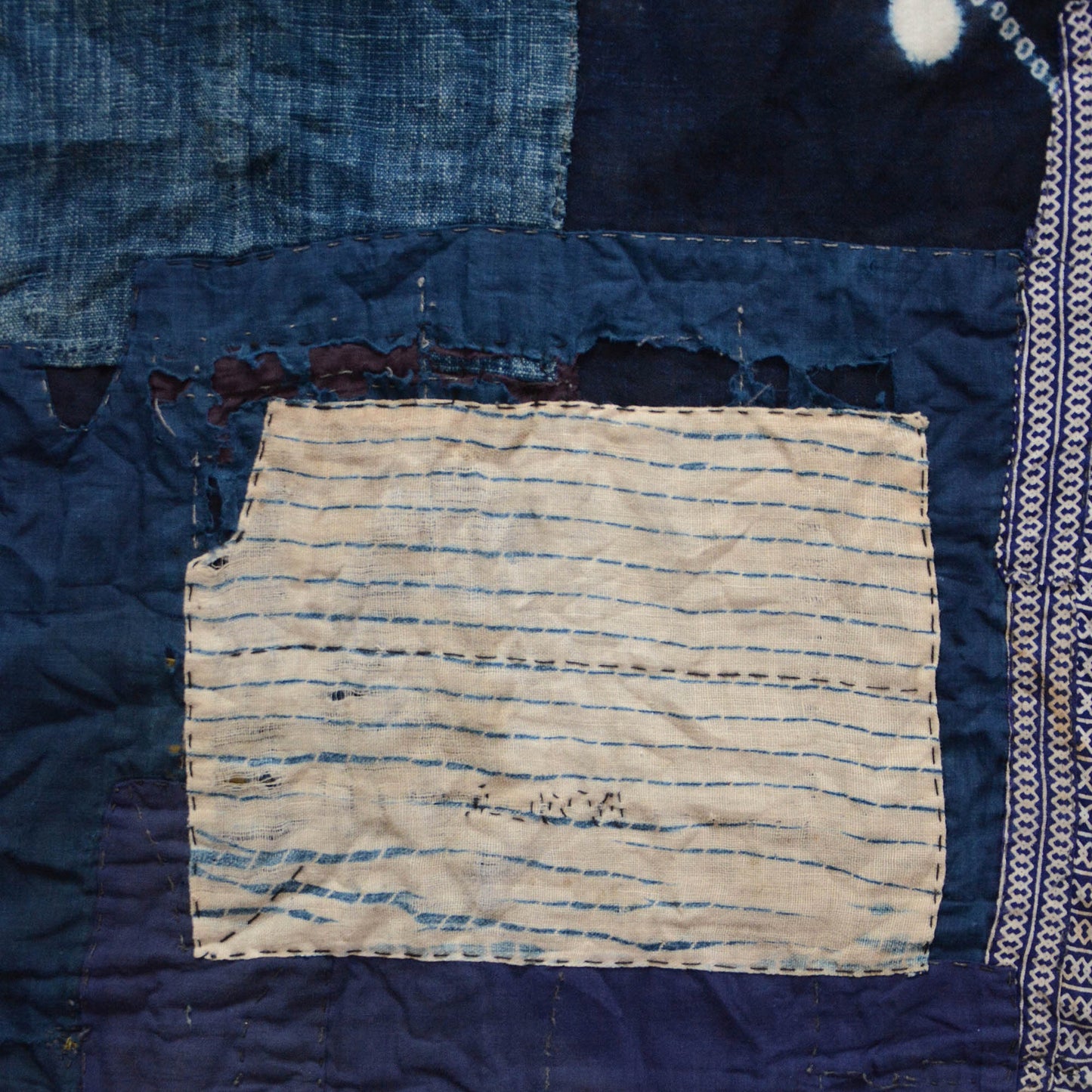 Boro Noragi Jacket Indigo Japanese Fabric Vintage Kimono Cotton Crazy Pattern Kasuri Shibori Dye