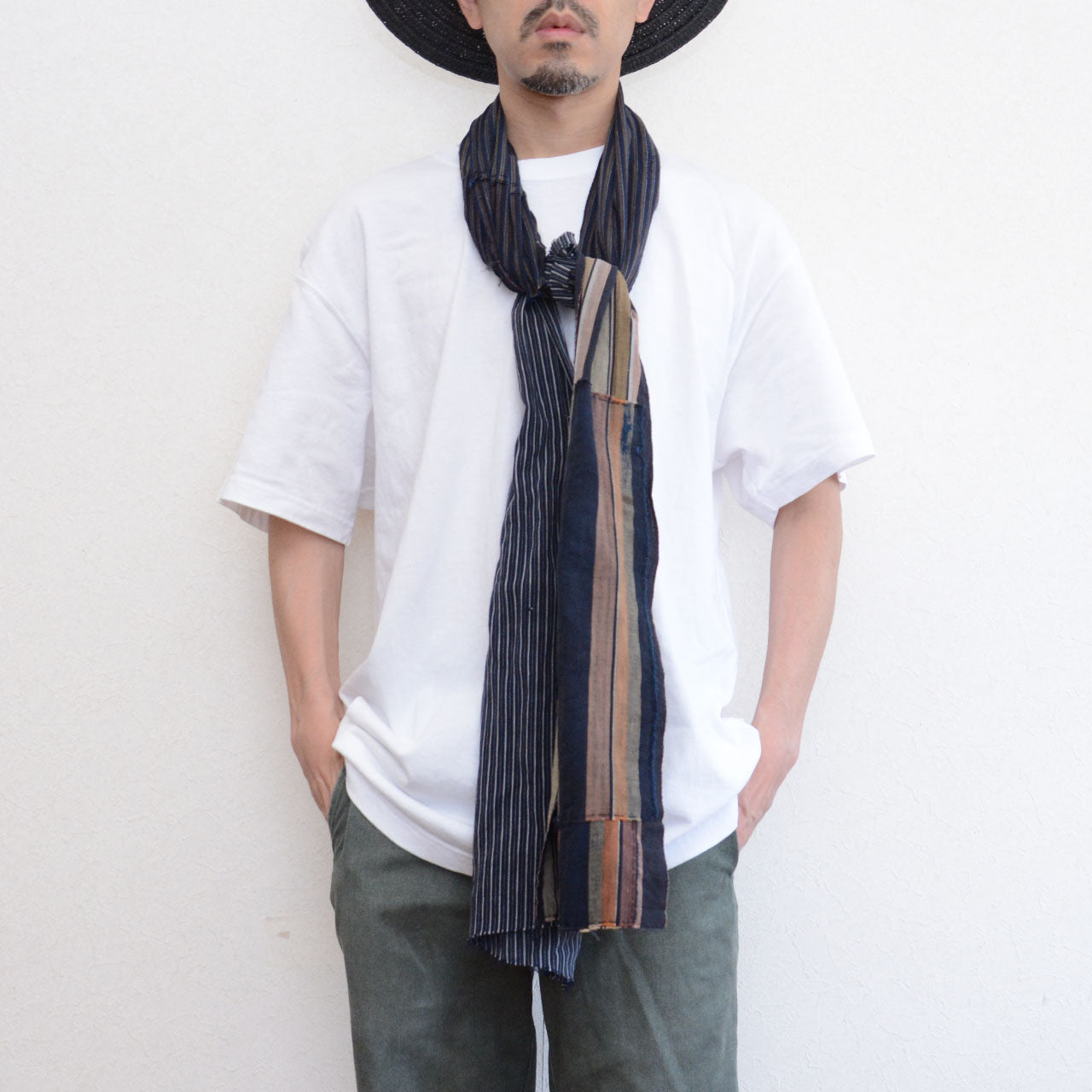 Japanese wabi-sabi aesthetic textile scarf