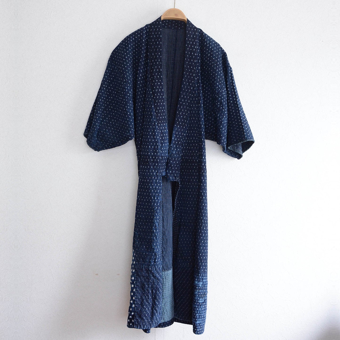 boro sashiko noragi jacket indigo kasuri fabric crazy pattern kimono cotton japan vintage