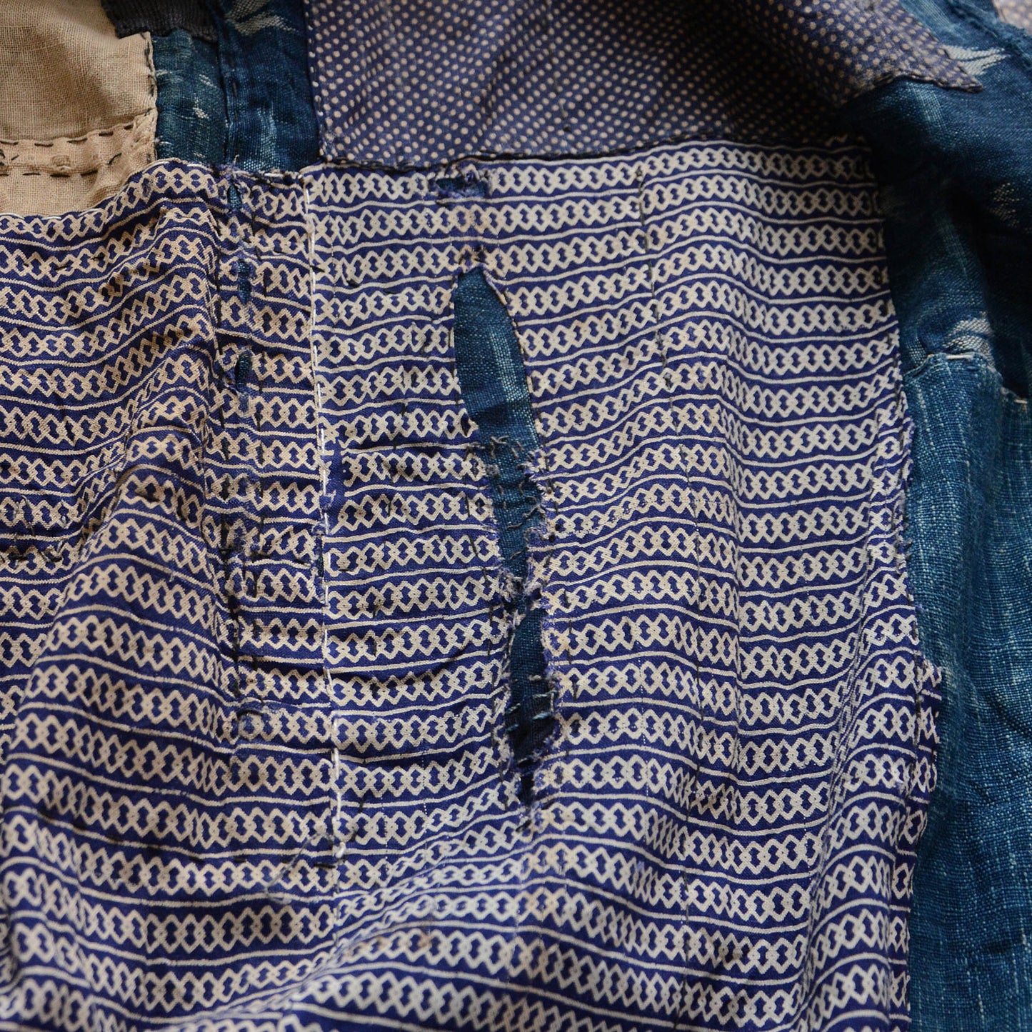 Boro Noragi Jacket Indigo Japanese Fabric Vintage Kimono Cotton Crazy Pattern Kasuri Shibori Dye