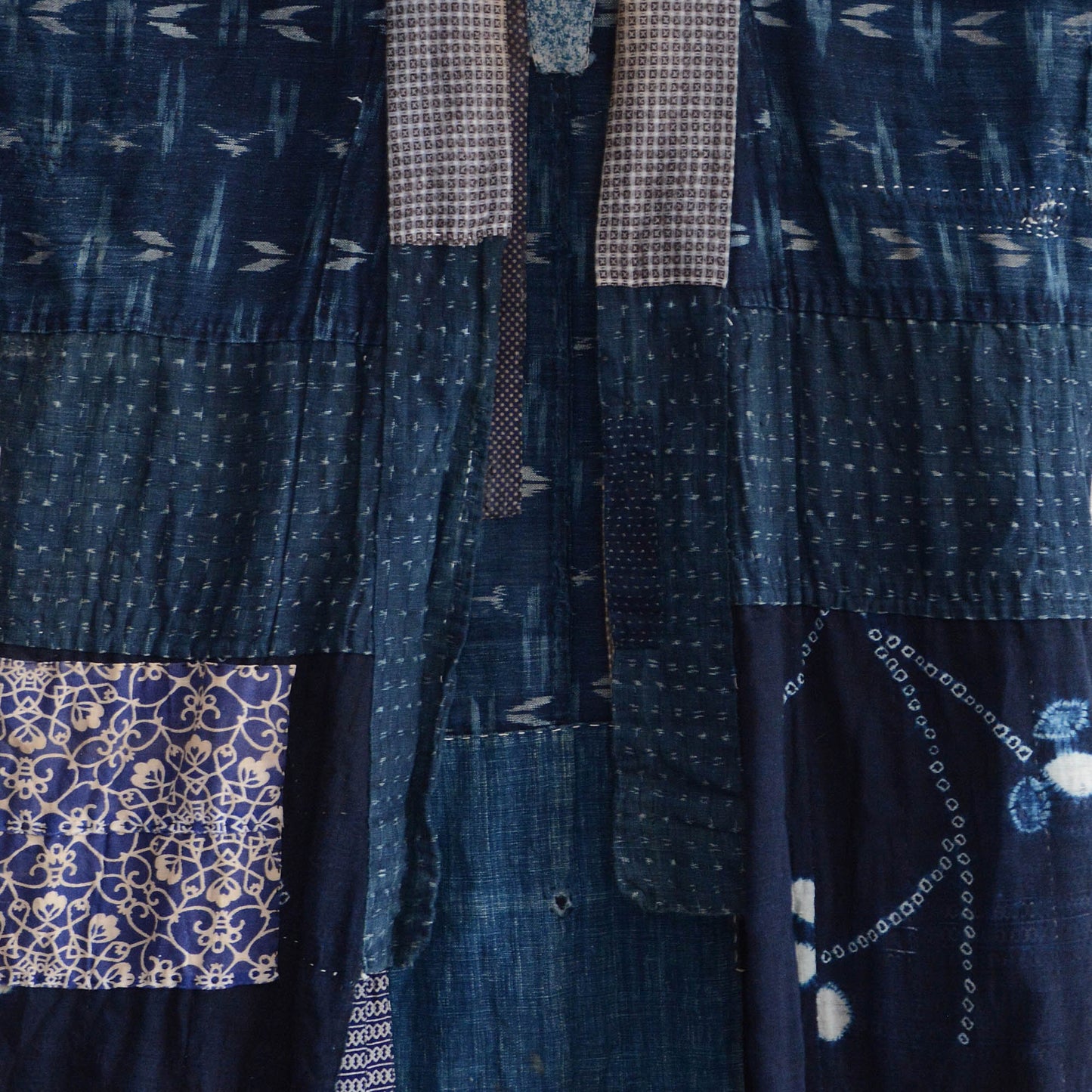 Boro Noragi Jacket Indigo Japanese Fabric Vintage Kimono Cotton Crazy Pattern Kasuri Shibori Dye
