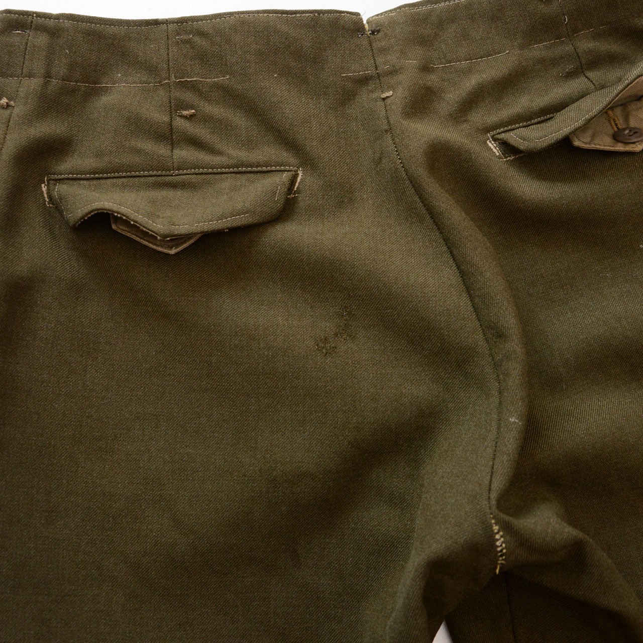 Vintage military wool trousers with double-turned cuffs