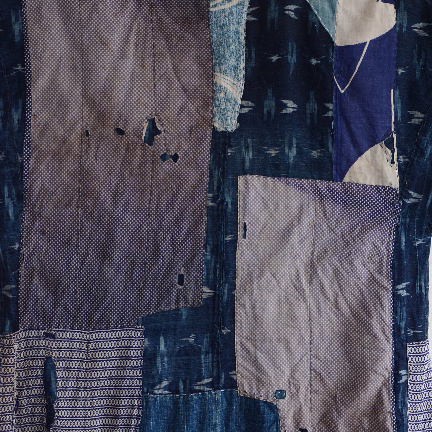 Boro Noragi Jacket Indigo Japanese Fabric Vintage Kimono Cotton Crazy Pattern Kasuri Shibori Dye