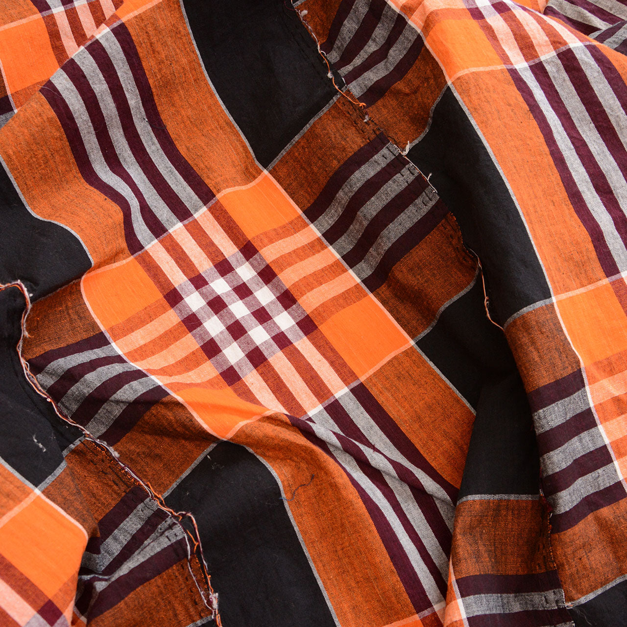 vintage Japanese plaid cotton fabric from futon cover