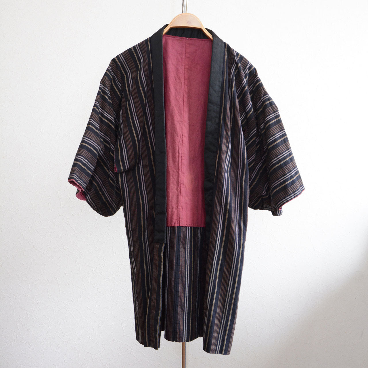 Vintage Japanese noragi jacket made of striped cotton fabric