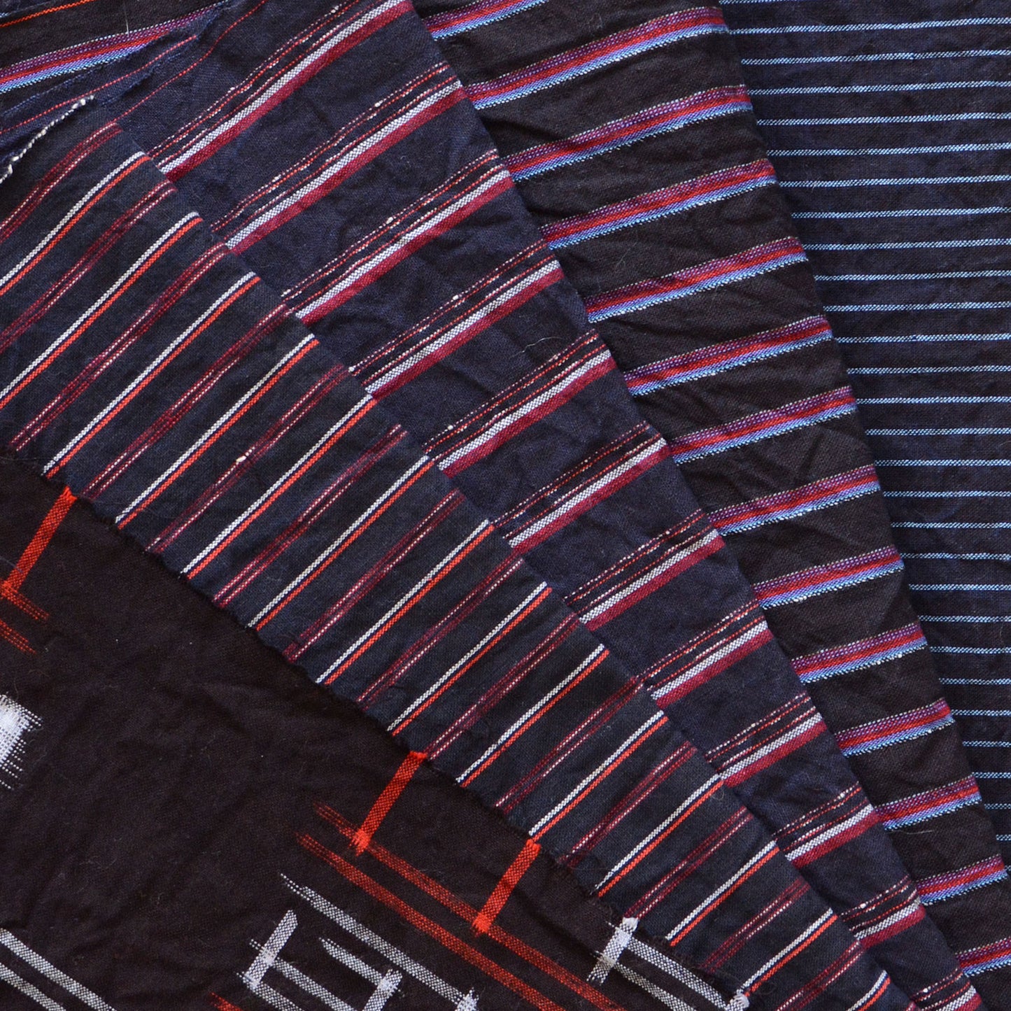 Japanese Fabric Scraps Set Cotton Stripe Kasuri Pattern Vintage B6