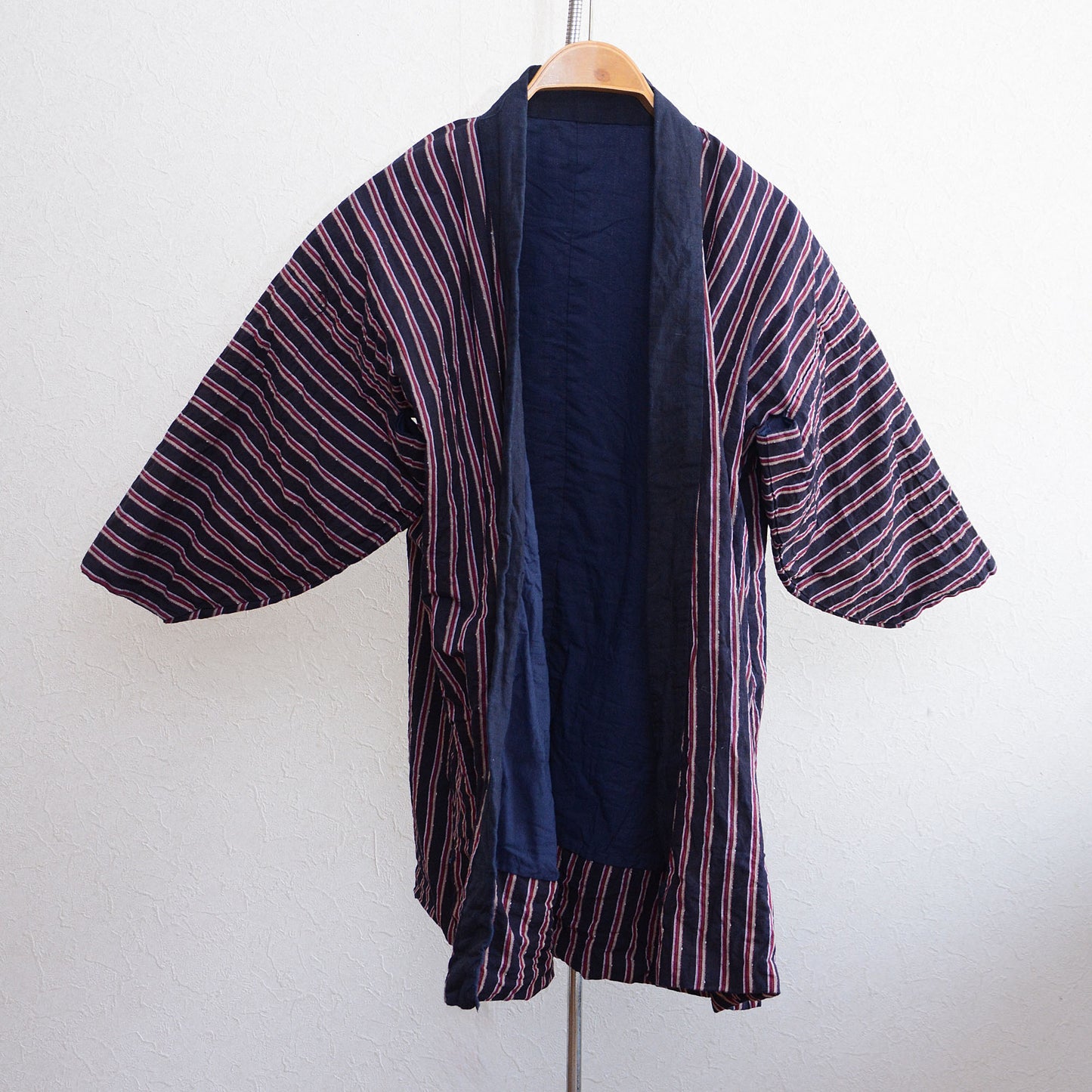 Noragi Cotton Kimono Jacket Vintage Japanese Fabric Stripe Pattern Antique
