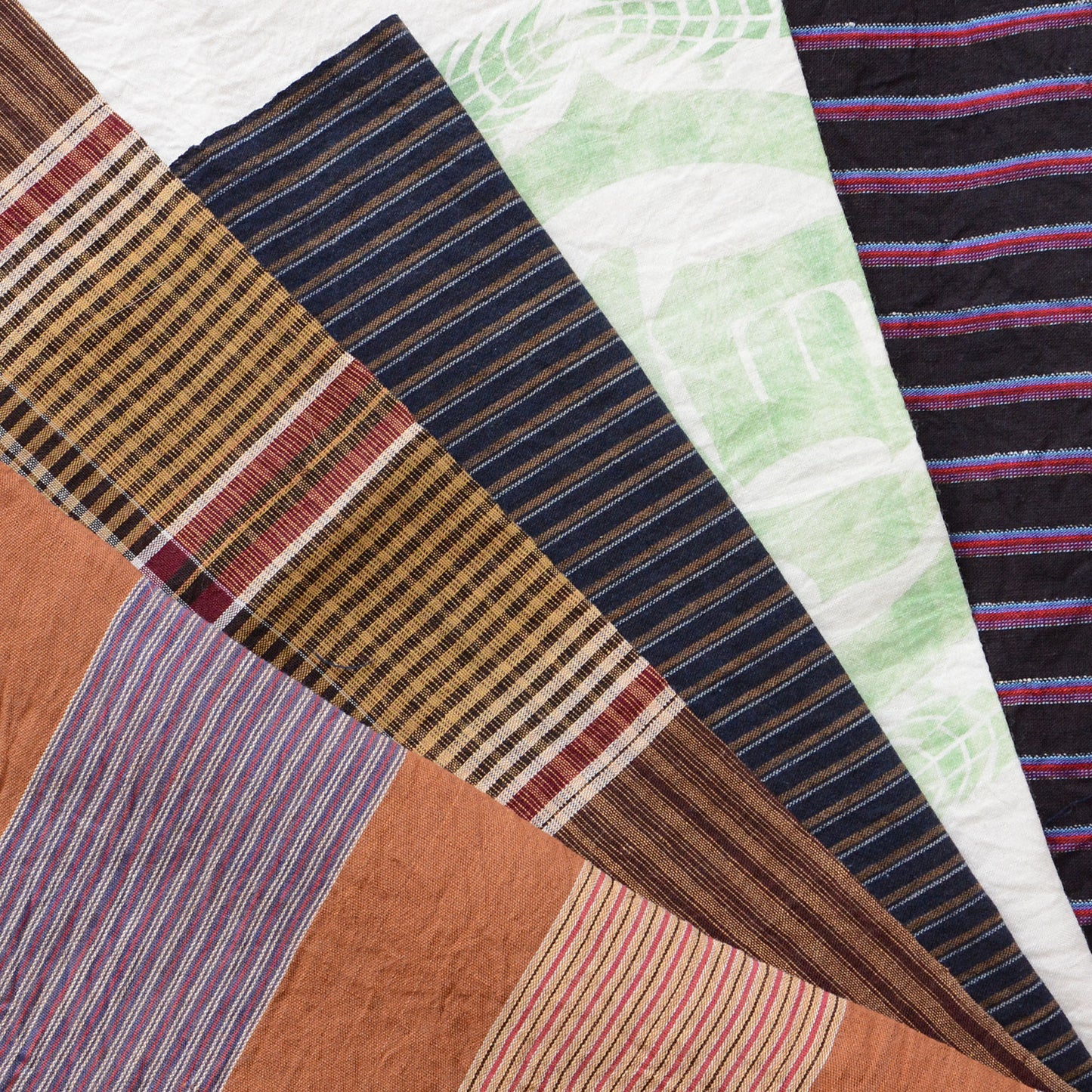 Vintage Japanese Fabric Scraps Set Cotton Stripe Pattern Vintage B13