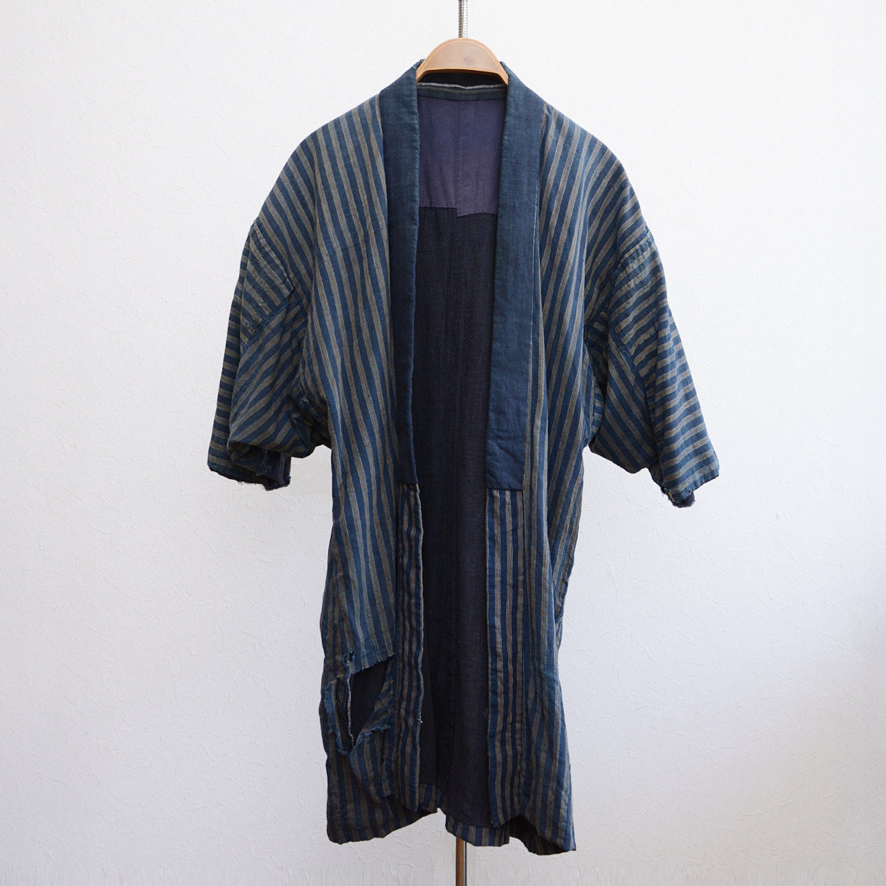 Vintage Japanese boro noragi jacket with indigo cotton fabric