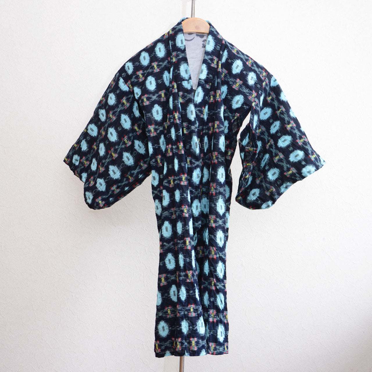 vintage Japanese noragi jacket in indigo-dyed kasuri cotton