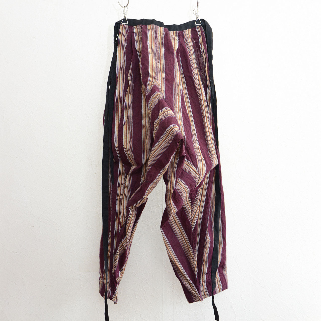 Mid-Showa era cotton monpe workwear with traditional stripe design