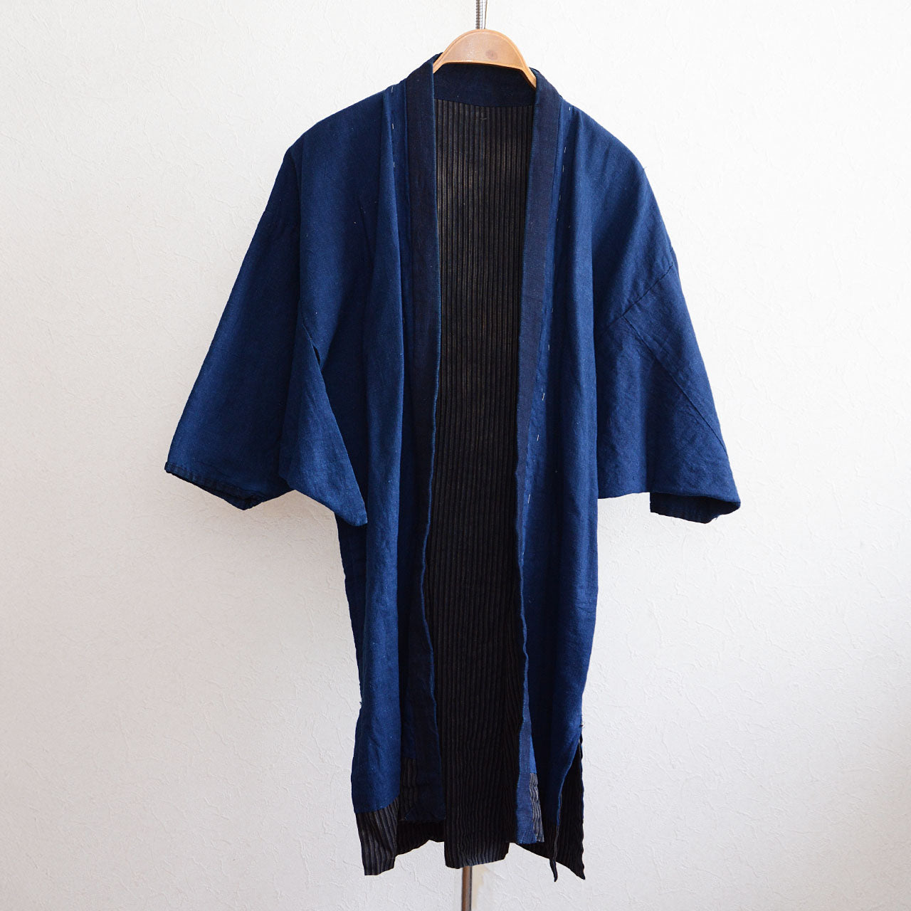 Back view of indigo-dyed Japanese Noragi
