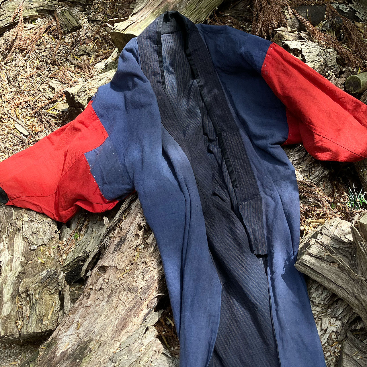 Unique vintage indigo kimono robe for sale