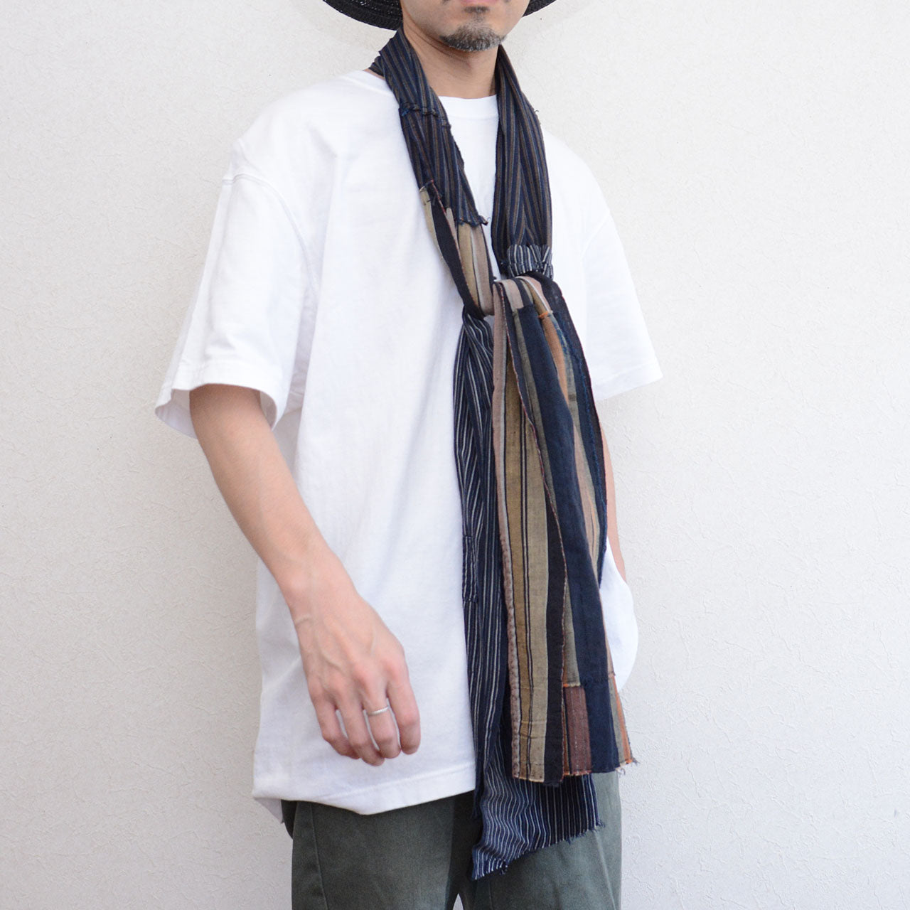 Boro patchwork stole layered with depth and story