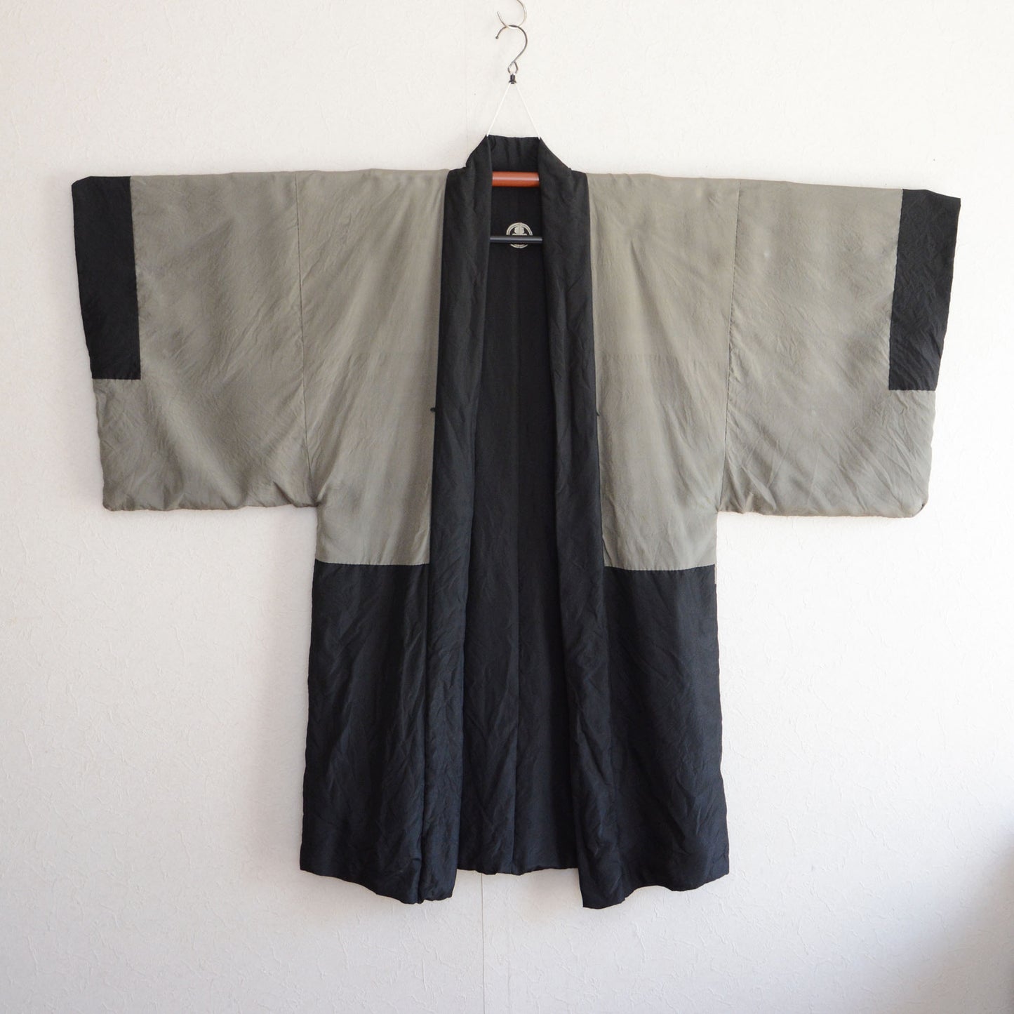 Black Haori Jacket Kimono Long Japanese Vintage Montsuki Nihonga Art
