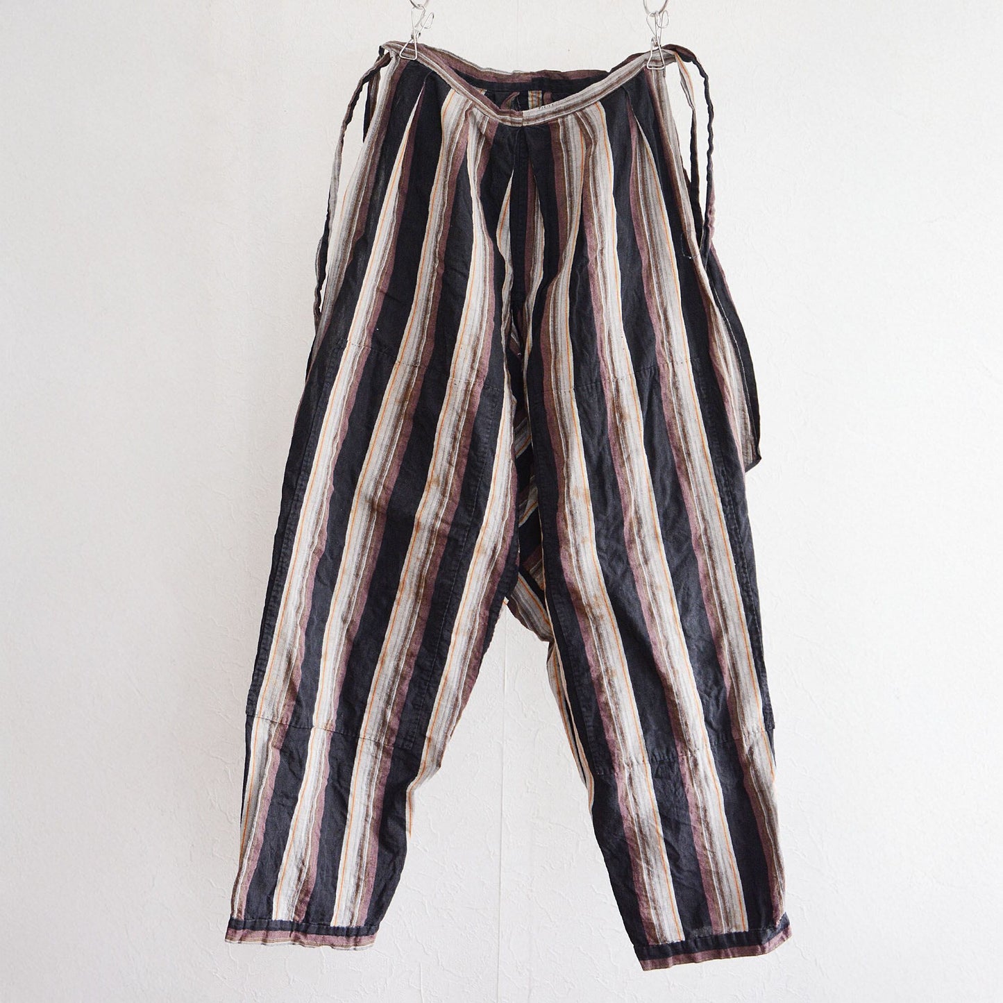 Monpe Pants Noragi Japanese Fabric Vintage Cotton Black Stripe Pattern