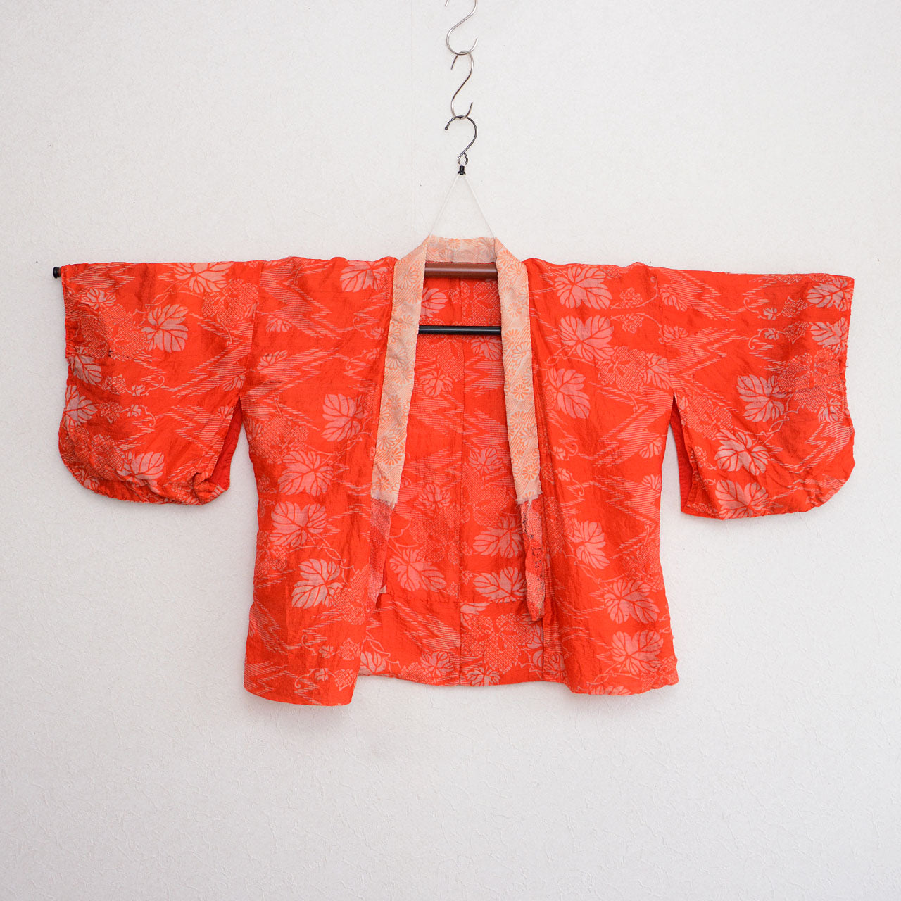 Leaf motif and crane design juban textile from Japan