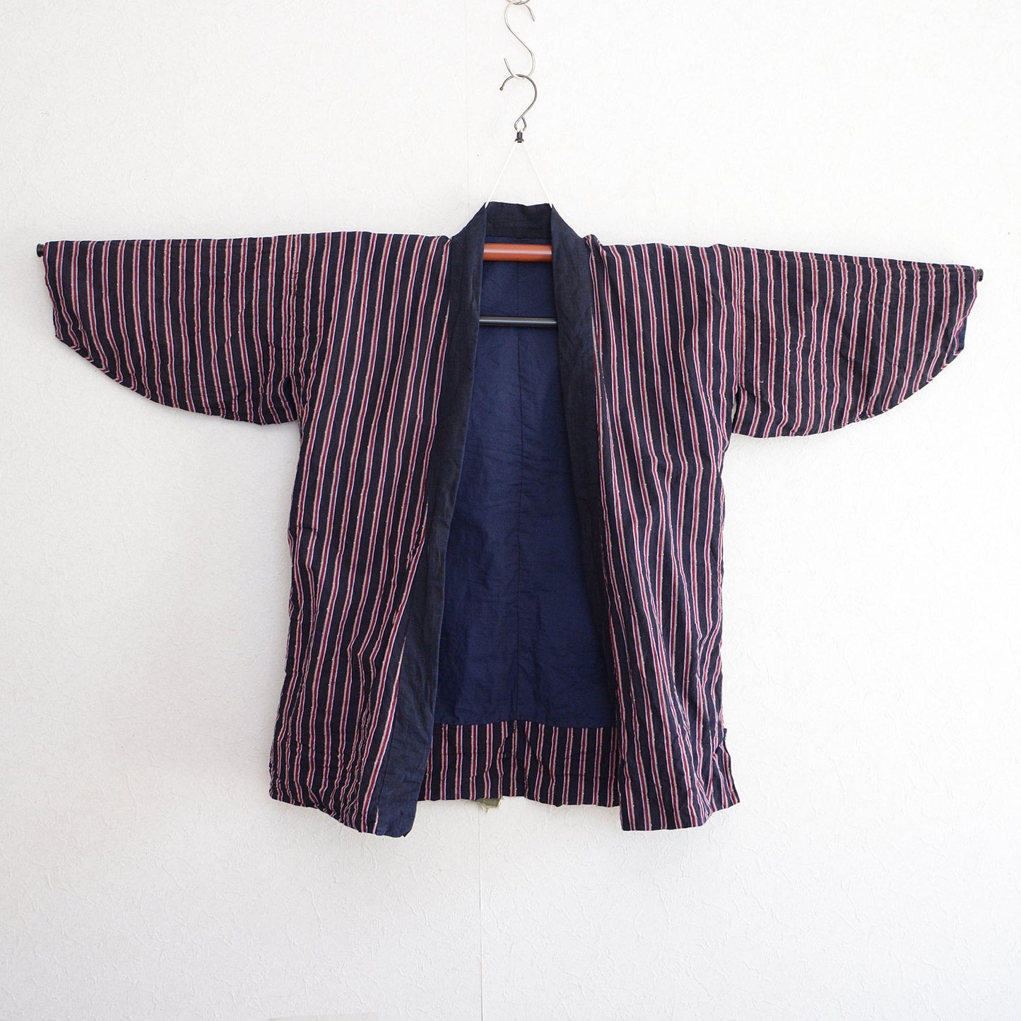 Noragi Cotton Kimono Jacket Vintage Japanese Fabric Stripe Pattern Antique