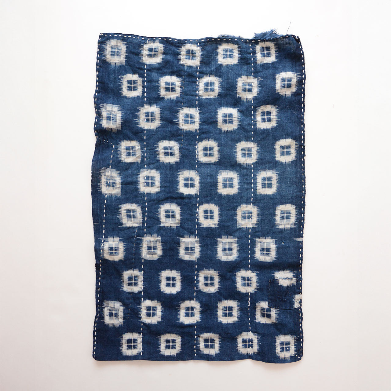Handmade Japanese sashiko stitched indigo-dyed cotton cloth for remaking