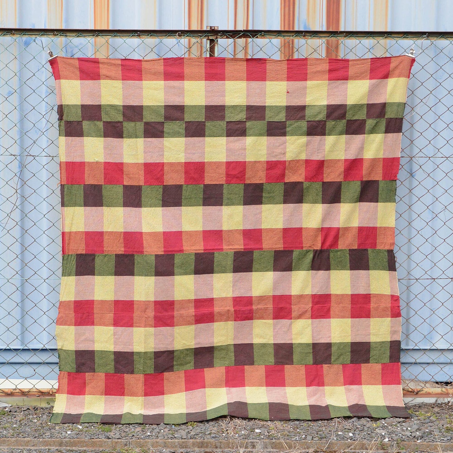 japanese fabric vintage cotton checkered pattern futon cover textile cloth