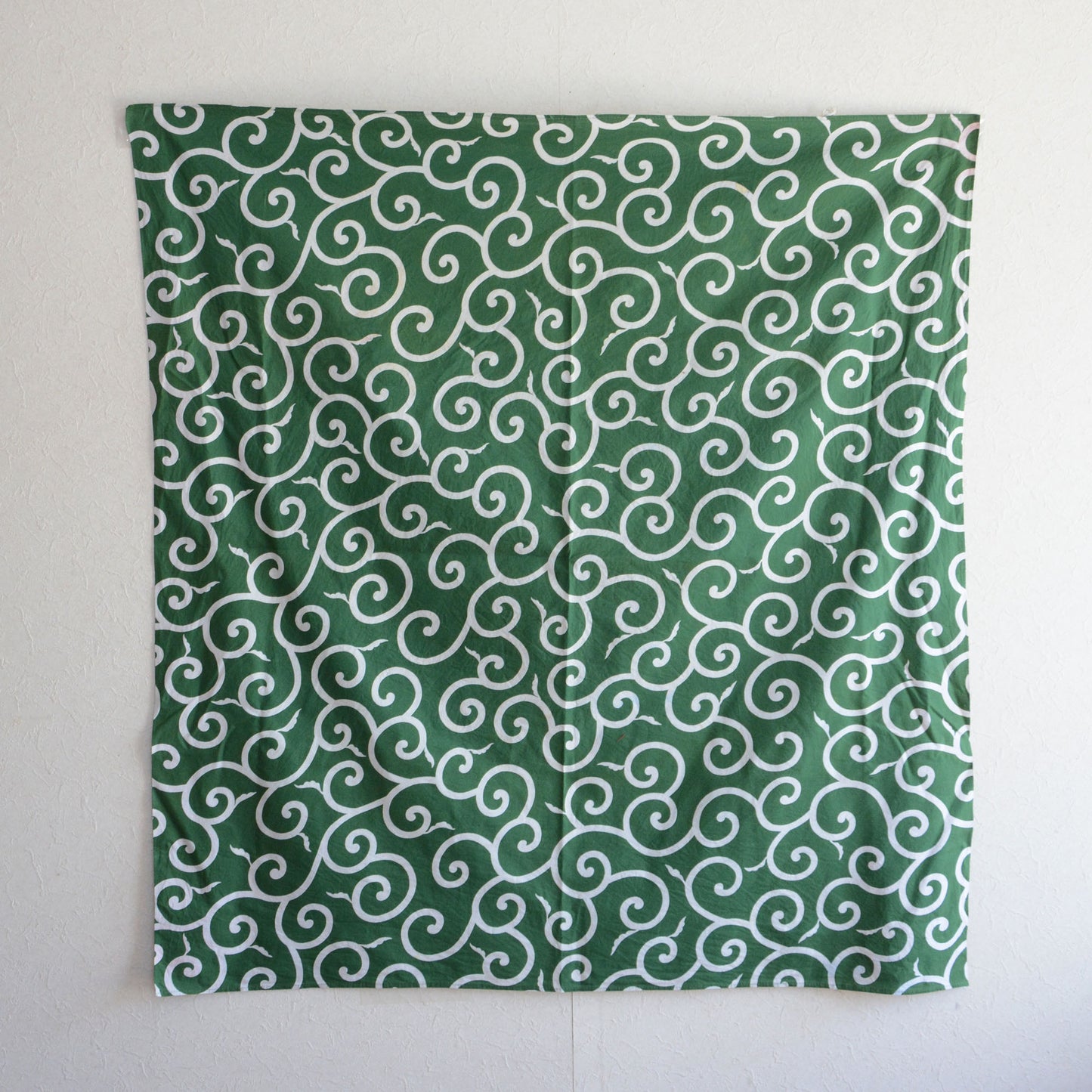Vintage cotton wrapping cloth featuring Japanese karakusa design