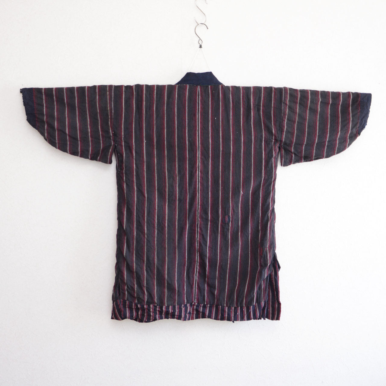 Rare reversible striped Noragi coat from Japan vintage collection